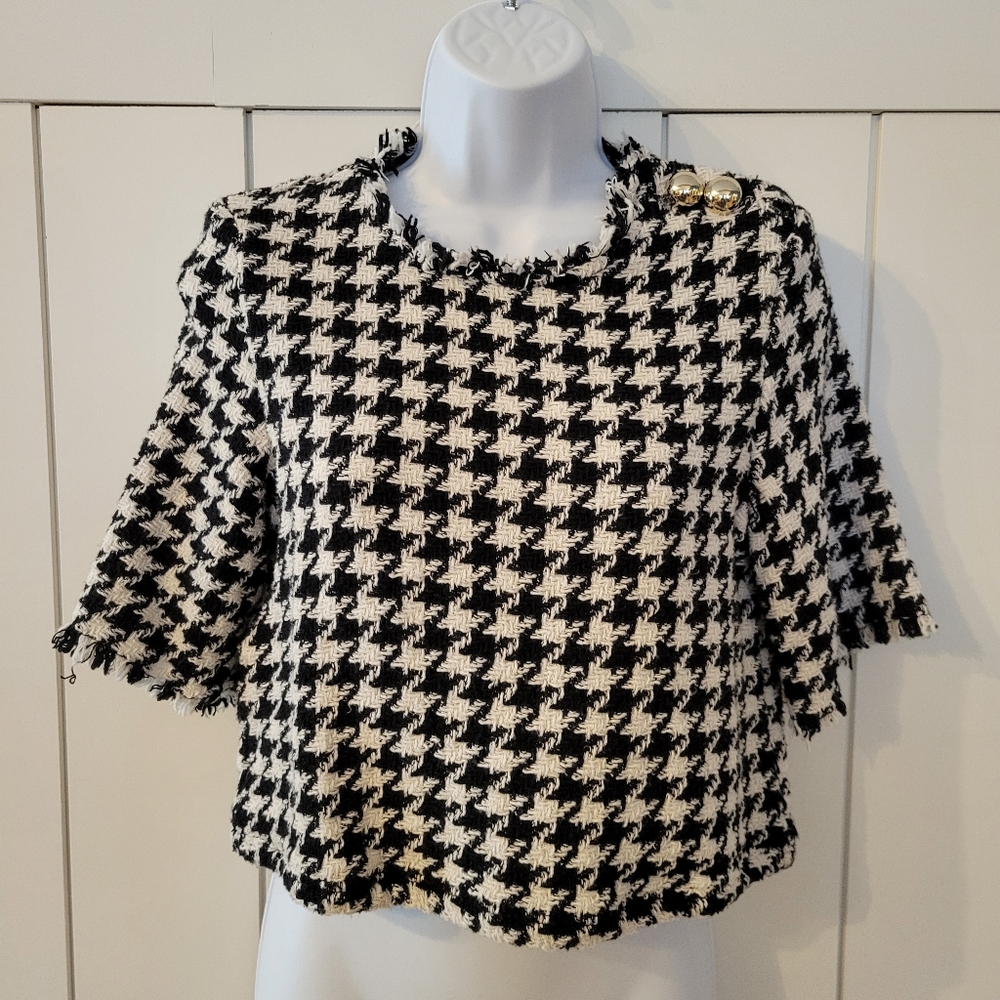 Tweed mango top. 3/4 sleeves